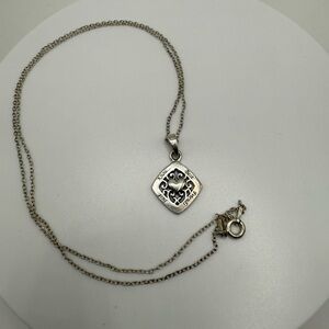 Vintage 925 Diamond Shape With Heart Best Friends Just Know Necklace